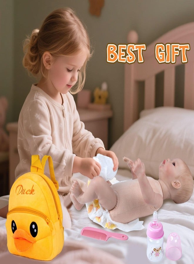 Pedolltree Reborn Baby Doll Diaper Bag Care and Feeding 9 Pcs Set for 17-24 inches Reborn Dolls Accessories Newborn Baby with Yellow Duck Backpack - Image 3